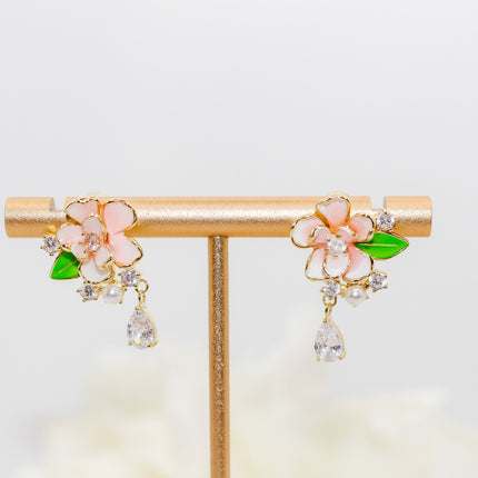 Pink Flower Jewelry Set