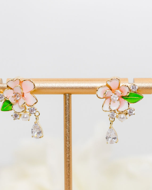 Pink Flower Jewelry Set