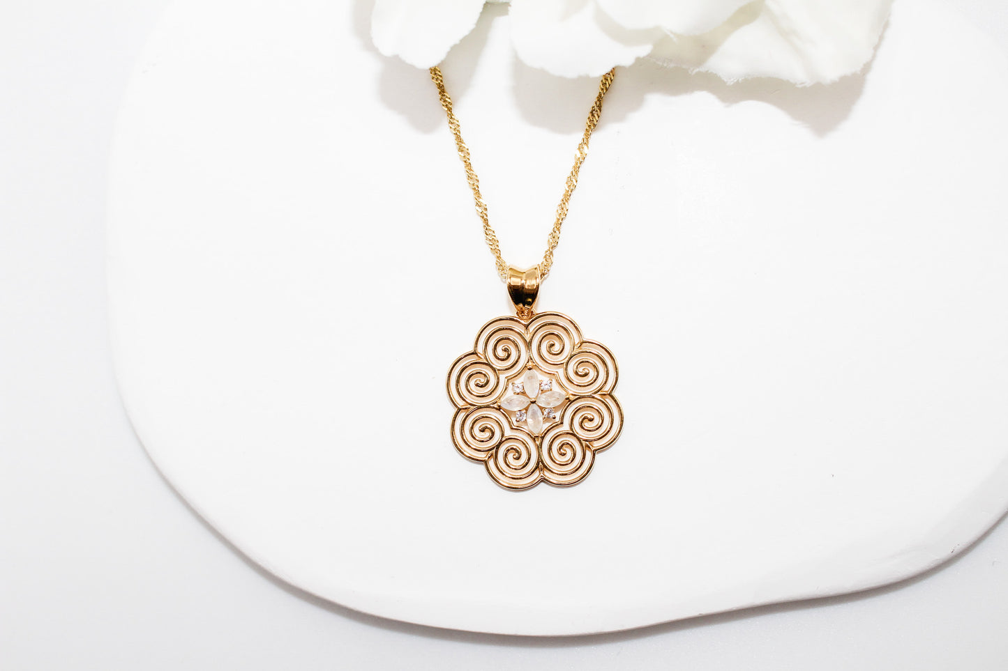 Moonstone Elephant Print Necklace