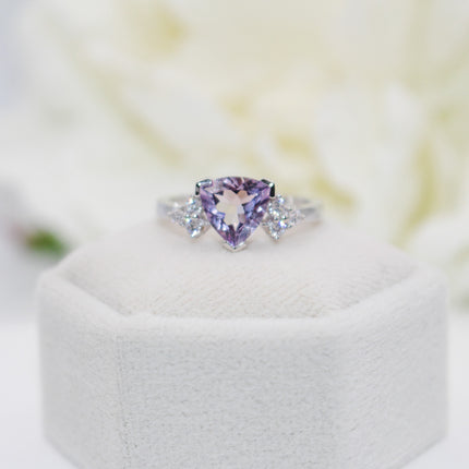Pink Amethyst Trillion Cut Ring