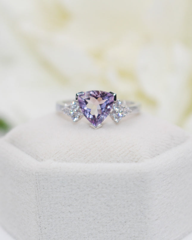 Pink Amethyst Trillion Cut Ring