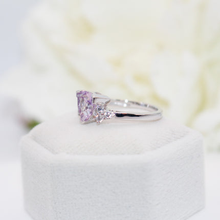 Pink Amethyst Trillion Cut Ring