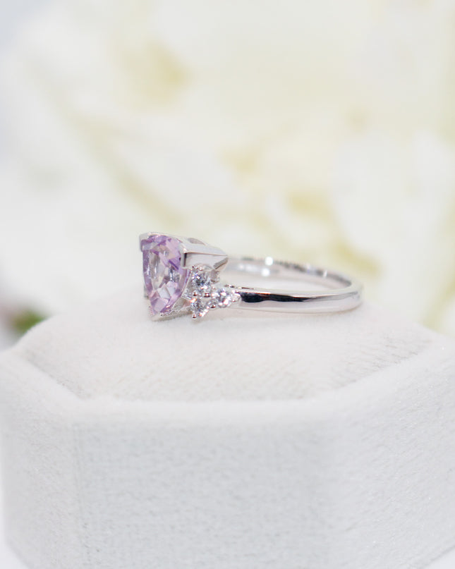 Pink Amethyst Trillion Cut Ring
