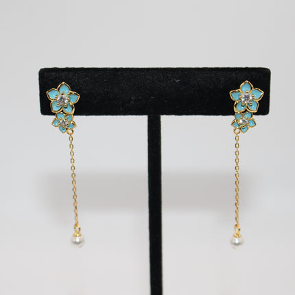 Flower Pearl Dangle Earrings