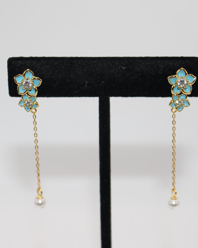 Flower Pearl Dangle Earrings