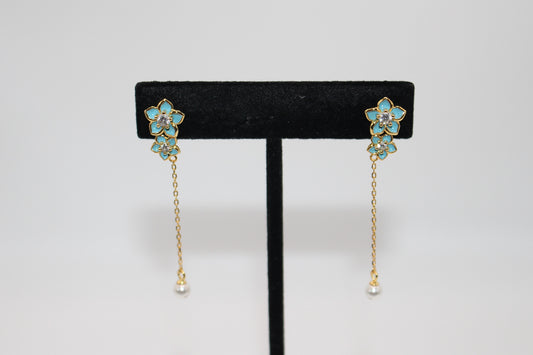 Flower Pearl Dangle Earrings