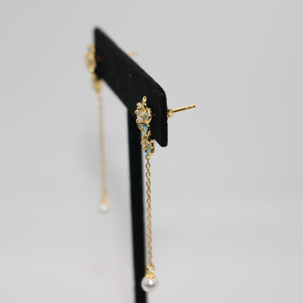 Flower Pearl Dangle Earrings