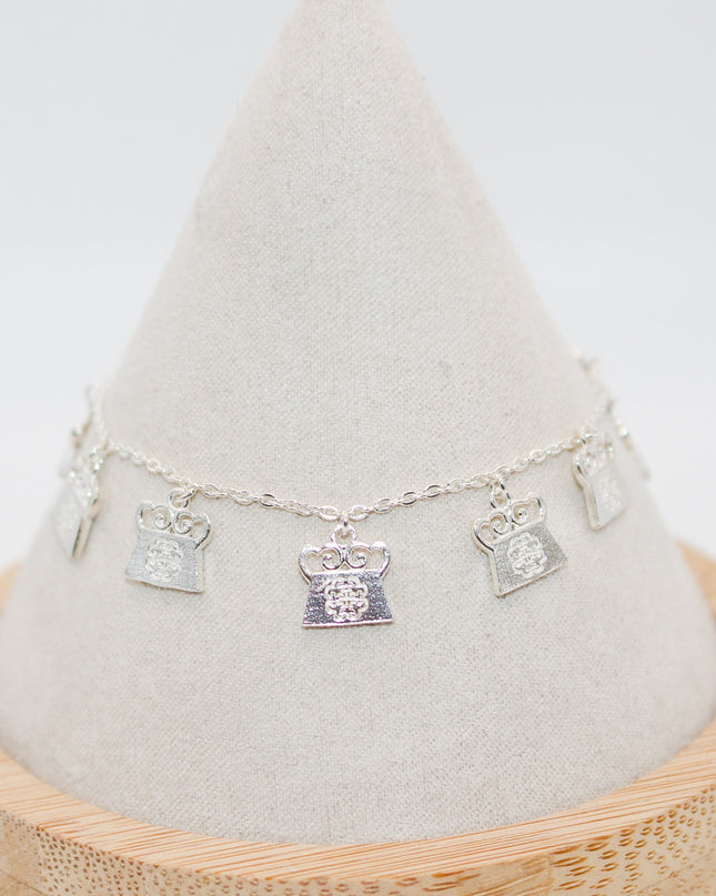 Silver Soul Lock Dangle Bracelet