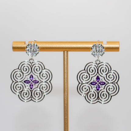 Silver Amethyst Hmong Jewelry Set