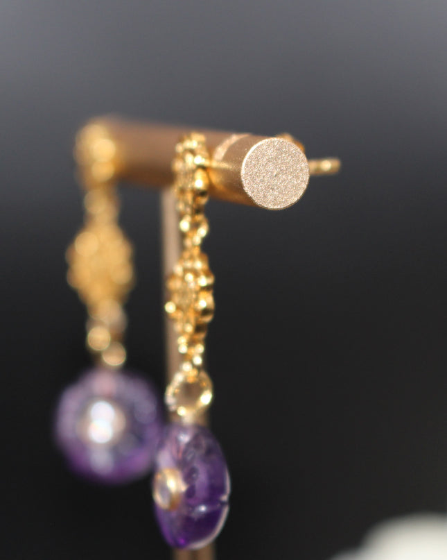 Gold Amethyst Hmong Earrings