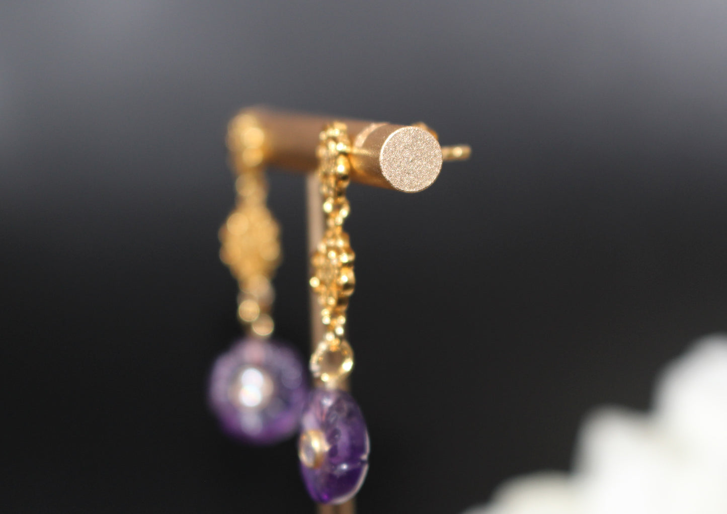Gold Amethyst Hmong Earrings