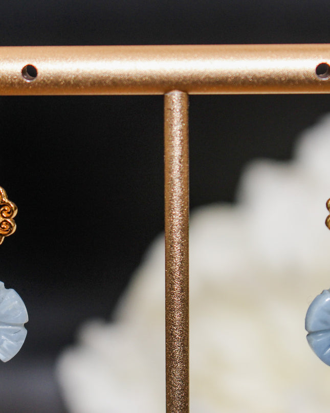Blue Opal Floral Earrings
