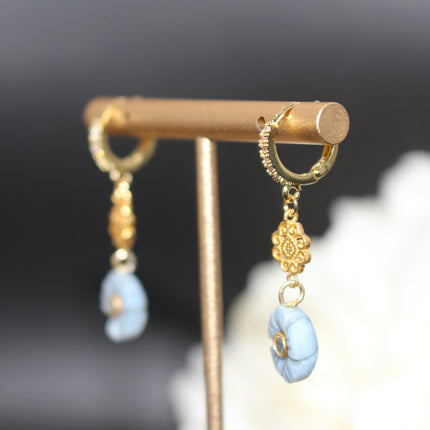 Blue Opal Floral Earrings