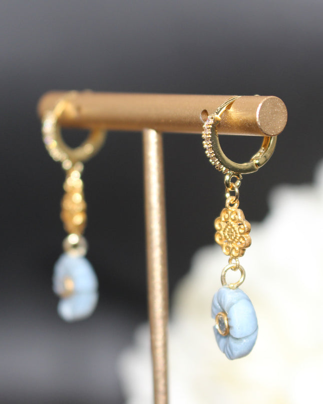 Blue Opal Floral Earrings