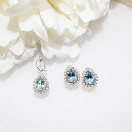 Blue Topaz and Pearl Jewelry Set