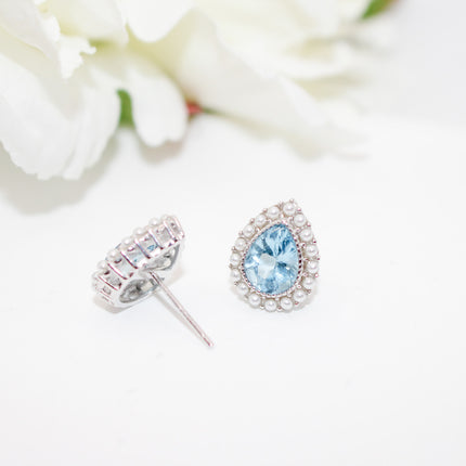 Blue Topaz and Pearl Jewelry Set