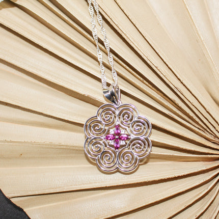 Silver Rhodolite Hmong Necklace