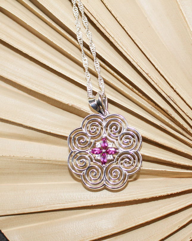Silver Rhodolite Hmong Necklace