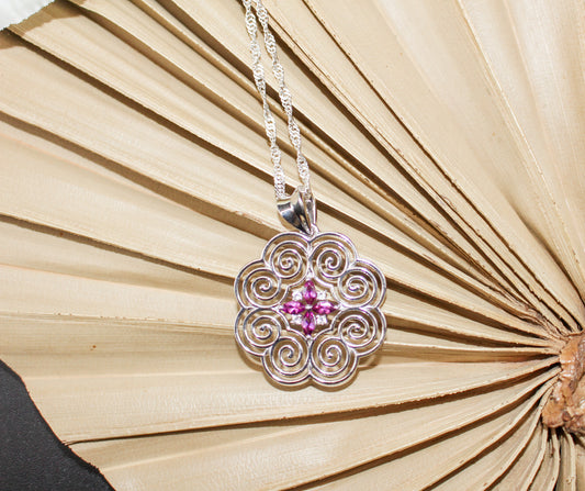 Silver Rhodolite Hmong Necklace