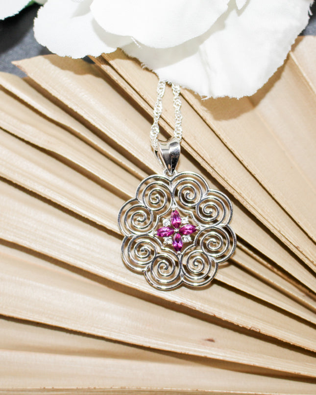 Silver Rhodolite Hmong Necklace