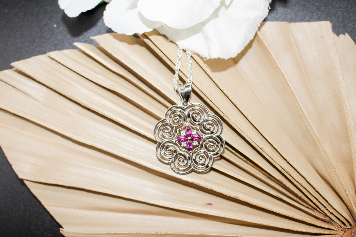 Silver Rhodolite Hmong Necklace