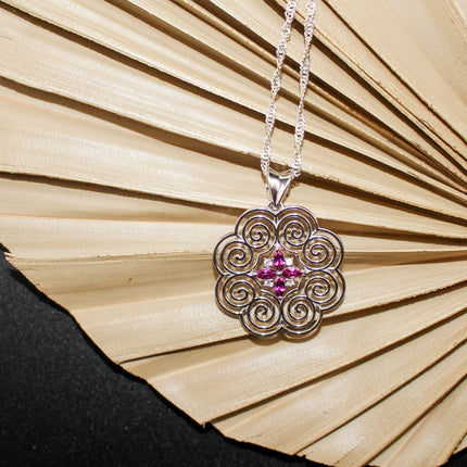 Silver Rhodolite Hmong Necklace