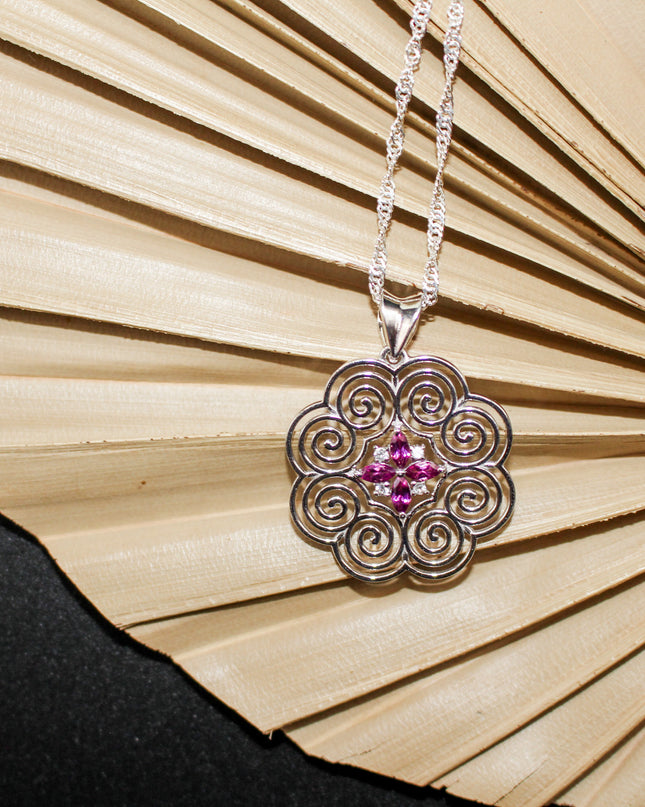 Silver Rhodolite Hmong Necklace