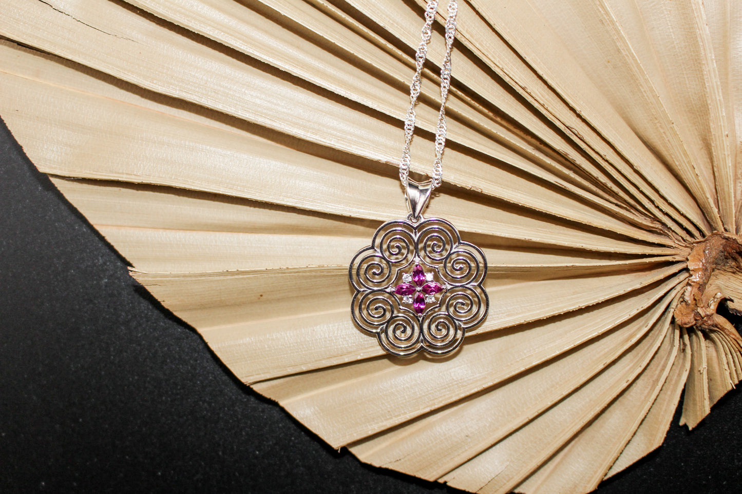 Silver Rhodolite Hmong Necklace