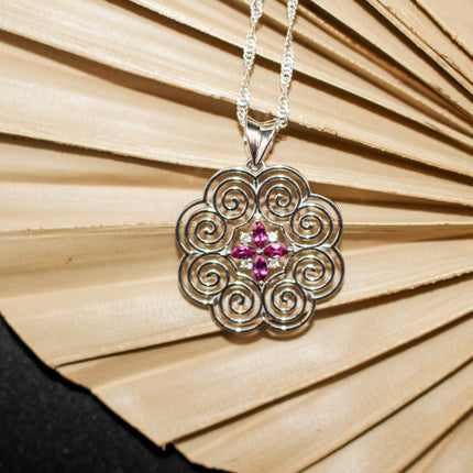 Silver Rhodolite Hmong Necklace
