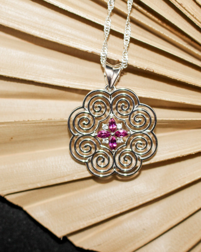 Silver Rhodolite Hmong Necklace
