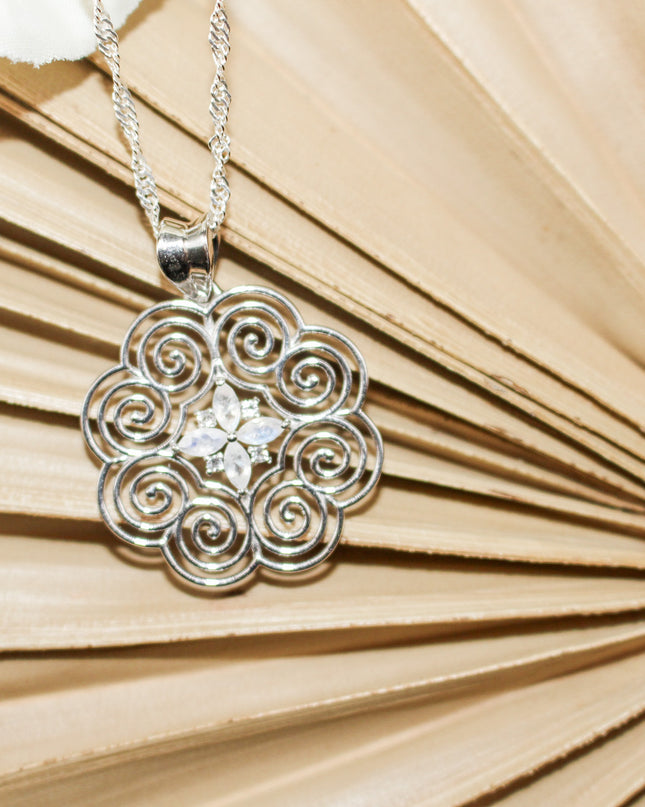 Silver Moonstone Hmong Necklace