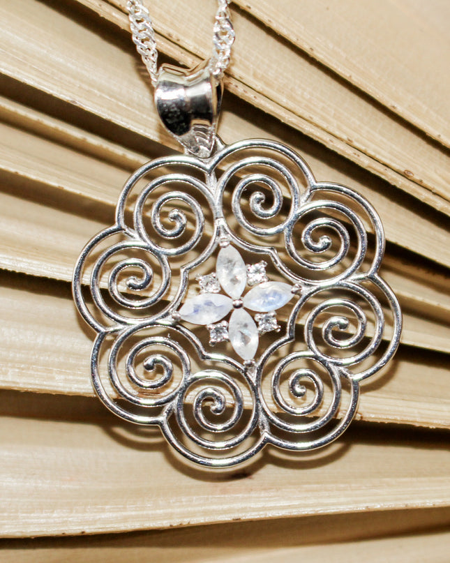 Silver Moonstone Hmong Necklace