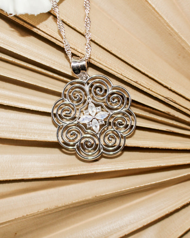 Silver Moonstone Hmong Necklace