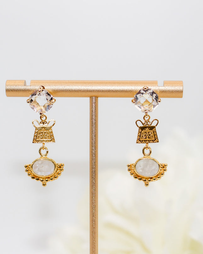 Gold Soul Lock Moonstone Jewelry Set