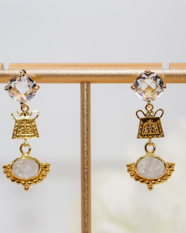 Gold Soul Lock Moonstone Jewelry Set