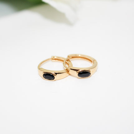 Black Onyx Huggy Earrings