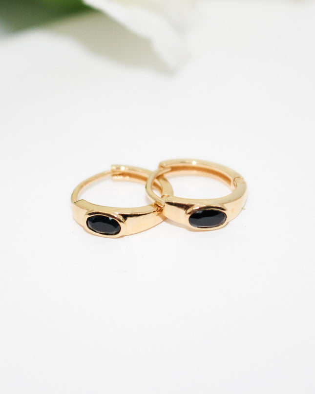 Black Onyx Huggy Earrings