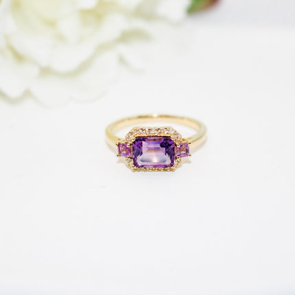 Amethyst Emerald Cut Ring