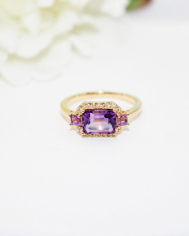 Amethyst Emerald Cut Ring