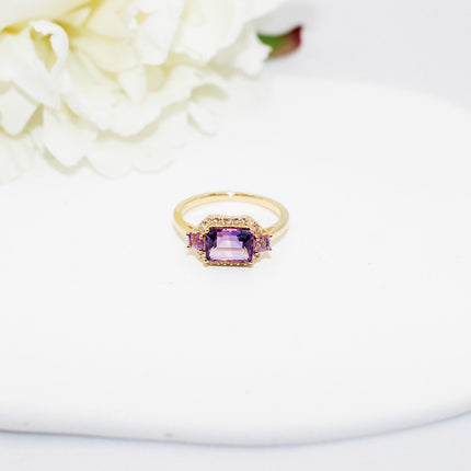 Amethyst Emerald Cut Ring