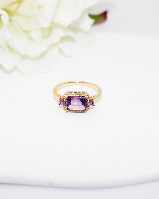 Amethyst Emerald Cut Ring