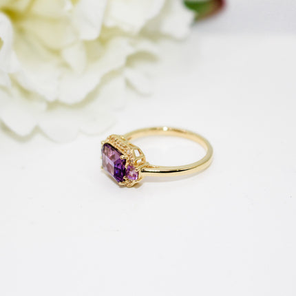 Amethyst Emerald Cut Ring
