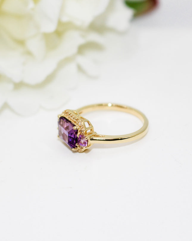 Amethyst Emerald Cut Ring