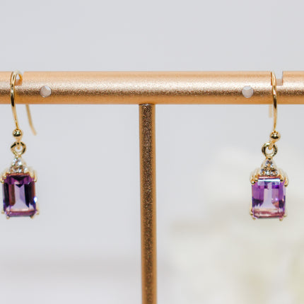 Amethyst Emerald Cut Earrings