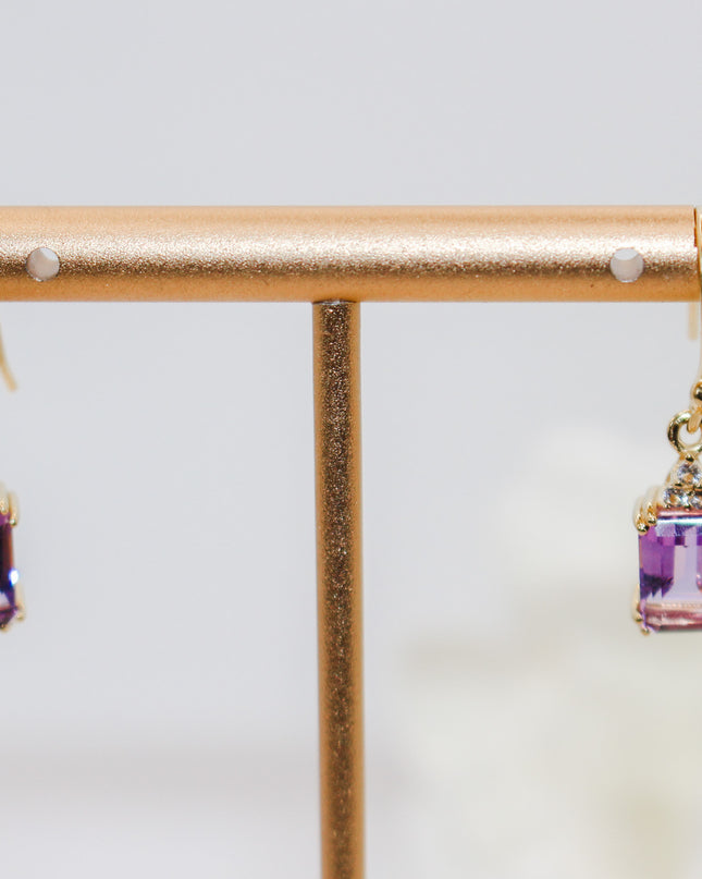 Amethyst Emerald Cut Earrings