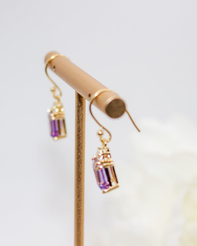 Amethyst Emerald Cut Earrings