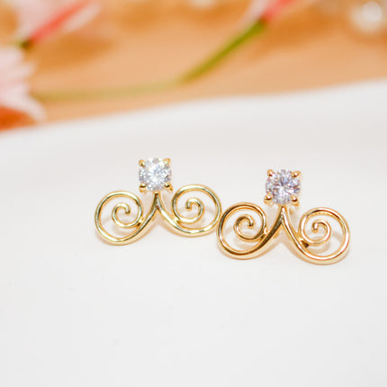 Gold Cubic Zirconia Hmong Earring