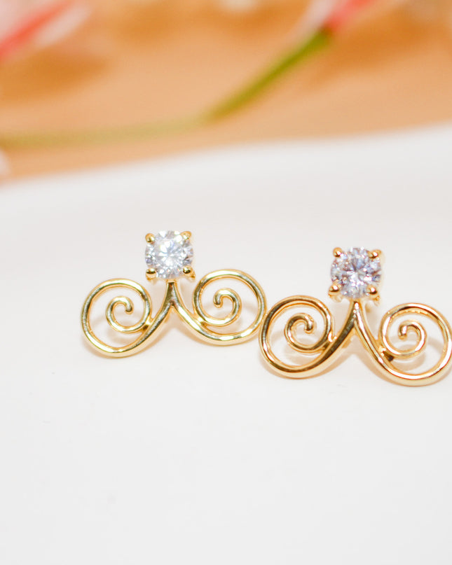 Gold Cubic Zirconia Hmong Earring