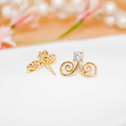 Gold Cubic Zirconia Hmong Earring