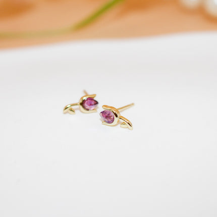 Dainty Amethyst Tulip Earrings